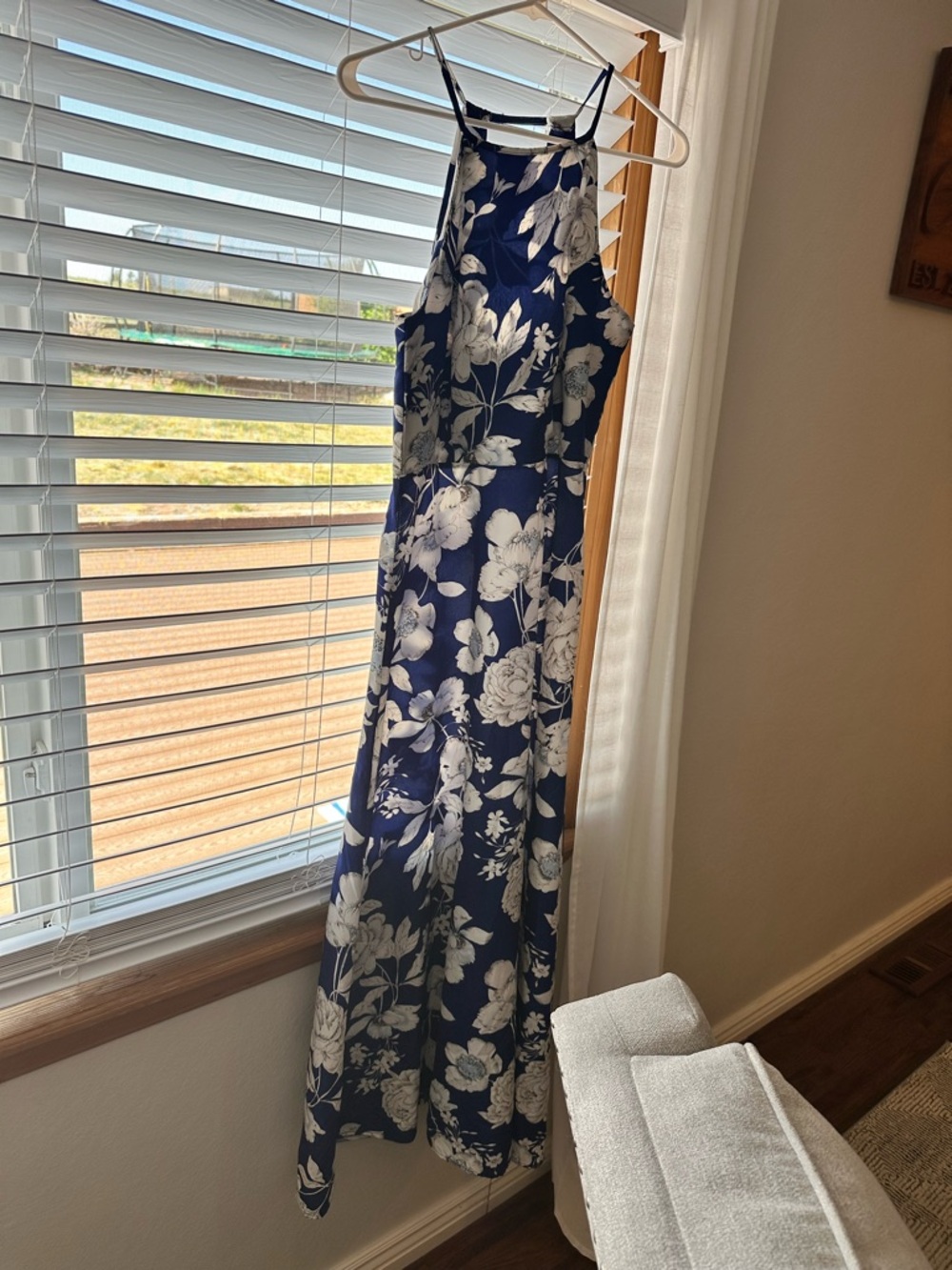 Navy Floral Halter Maxi Dress